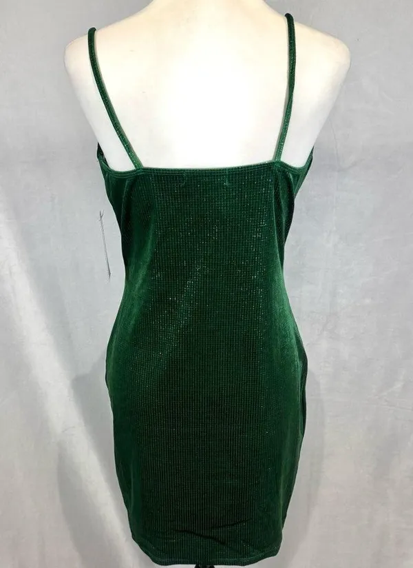 Liz & Sara sparkling shimmer green velvet mini dress size large NWT - Image 4