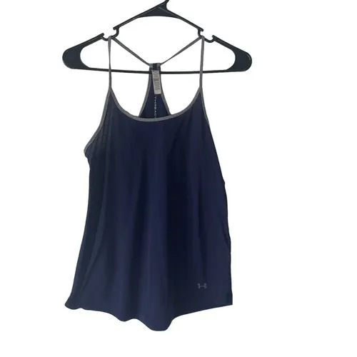 Under Armour Womens Navy Blue HeatGear Threadborne‎ Racerback Tank Top Small - Image 2