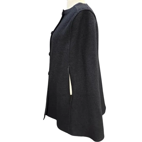 Helene Berman S Black Wool Blend‎ Buttoned Cape Coat Cloak Posh Elegant Winter - Image 2