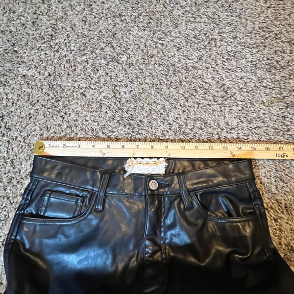 Altar'd State Black Faux‎ Leather High Rise Straight Leg Pants Size 28/7 DJ23585 - Image 5