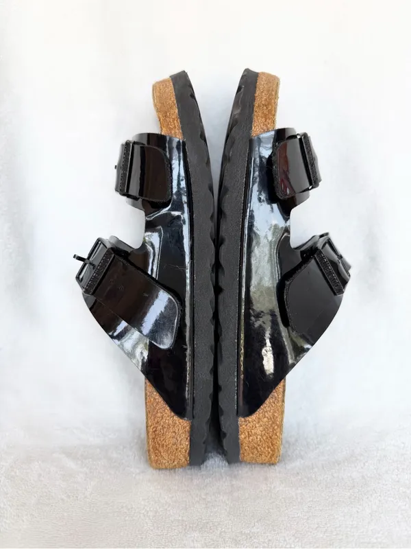 Birkenstock Arizona Birko-Flor Black Patent Sandals Women’s US 5 Regular - Image 8