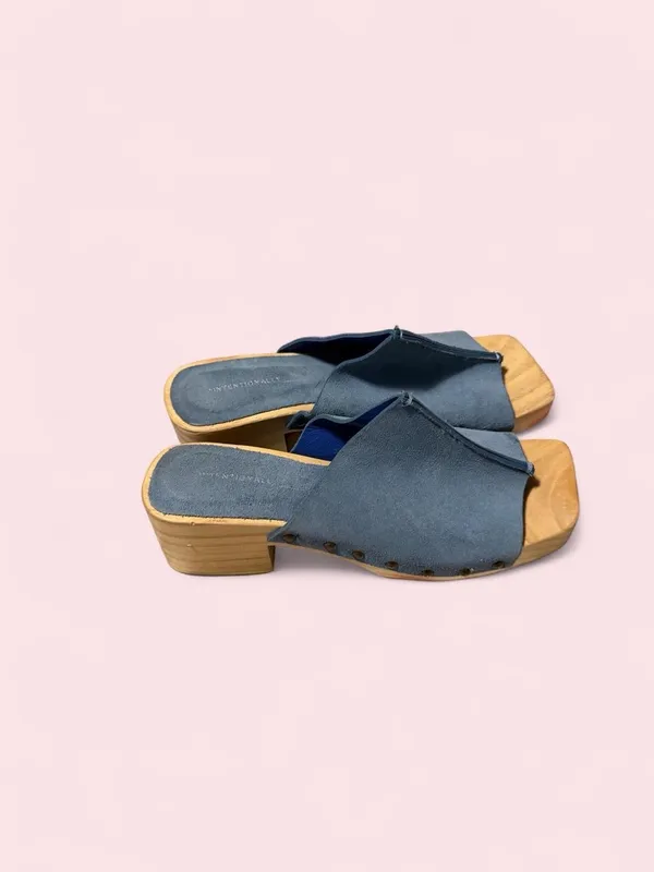 Made in Spain Navy Suede Block Heel Mules - Image 2