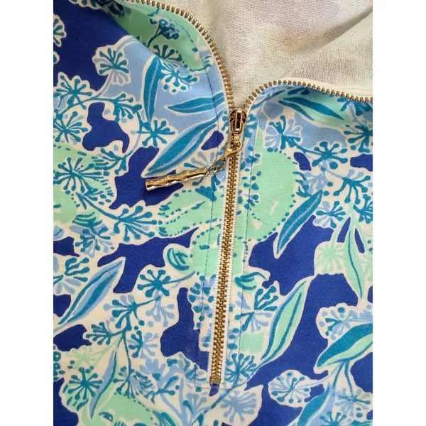 Lilly Pulitzer Skipper Popover Koala Me Maybe Blue Green Half Zip Sweatshirt S - Image 3