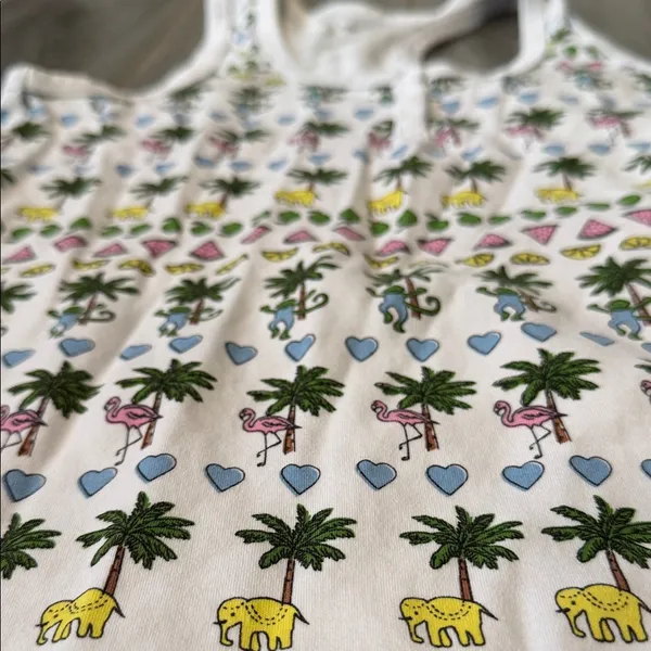 Roller Rabbit White Pima cotton printed tank dress pajamas lounge XS tropical - Image 3