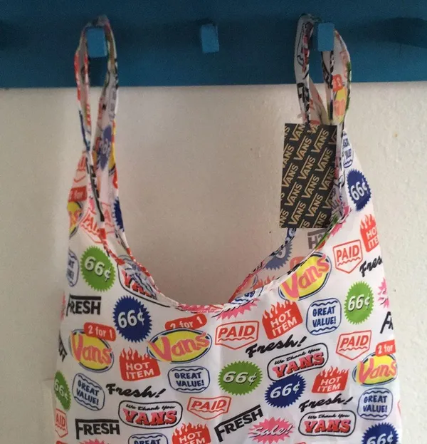 New Vans Packable Reusable Shopping Graphic Logo Printed Tote - Image 3