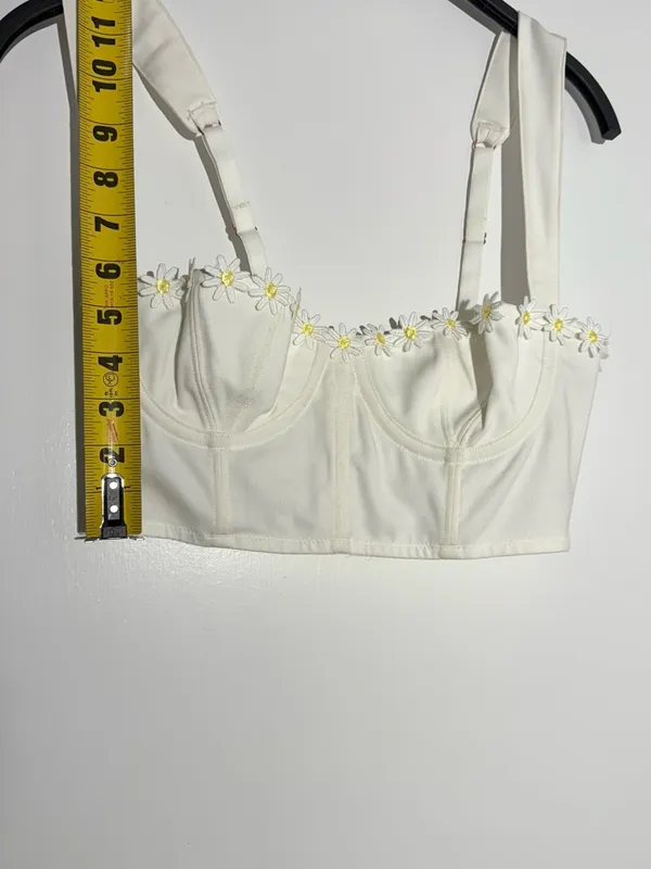 Urban Outfitters White Daisy-Trim Longline Bralette - Image 10