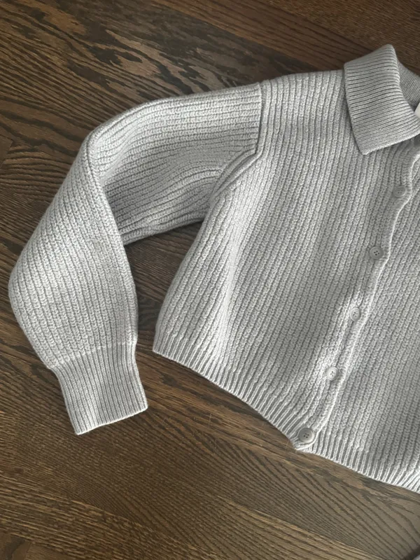 Wilfred grey knit chunky jumper collared button down sweater jacket  - Image 3