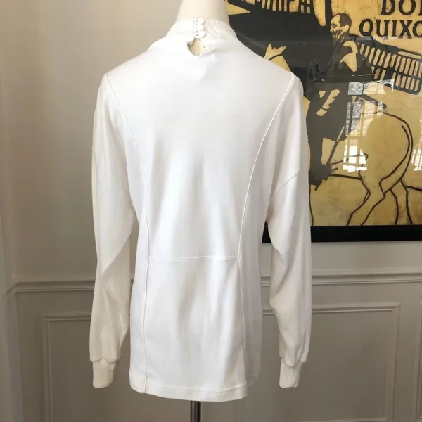 Vintage 80s 90s Mock Neck Appliqué Bling Top L - Image 9