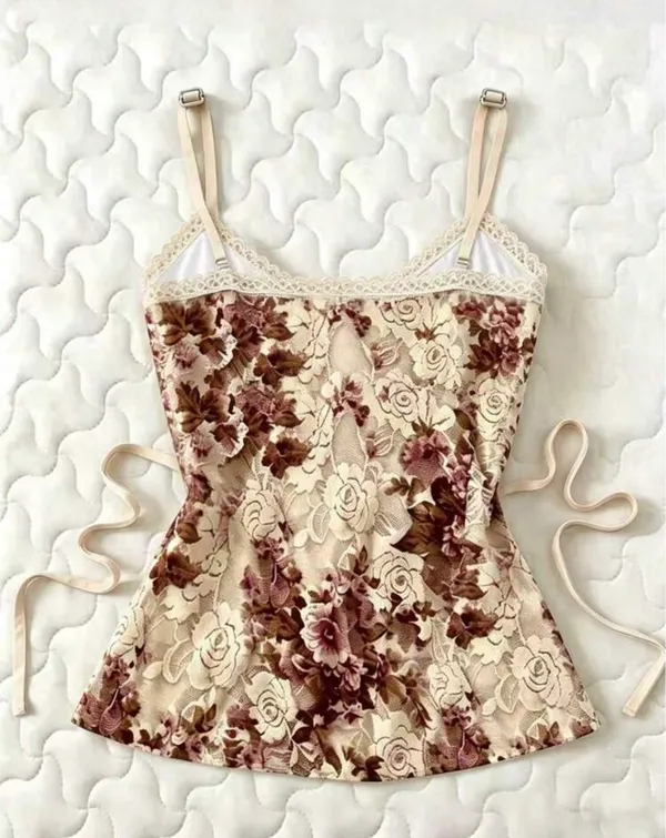 Floral lace tank Brown Size XS - Image 2