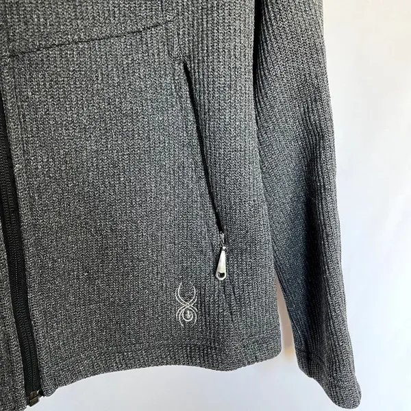 Spyder core‎ sweater gray insulated zip up jacket pockets women's size medium - Image 3