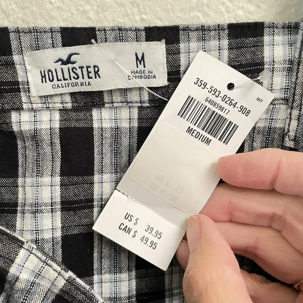Hollister Y2K School Girl Preppy Black White Plaid Mini Romper Dress Size‎ M NEW - Image 6