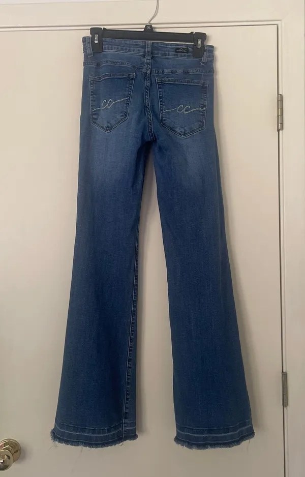 Boutique Cowgirl Couture Distressed Flare Jeans - Image 2