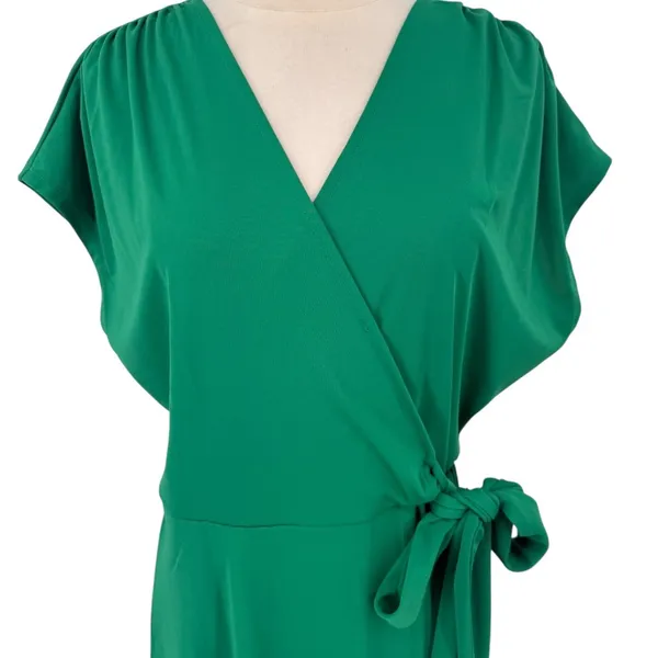 NWT Mango Women's Bow‎ Wrap Midi Dress Kelly Green Size 6 Feminine Contemporary - Image 7