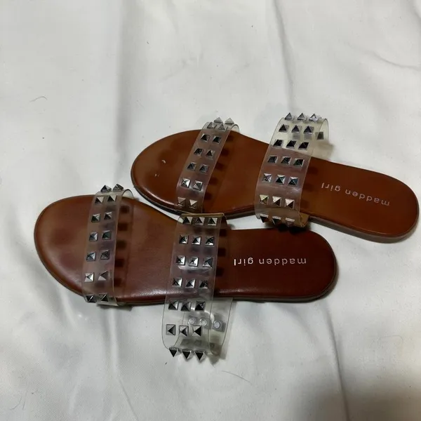 Sh33. Madden Girl brown studded slides - Image 2