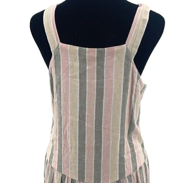 Caslon Womens Striped Square Neck Linen Blend‎ Maxi Dress Pink Cabana Medium NWT - Image 6
