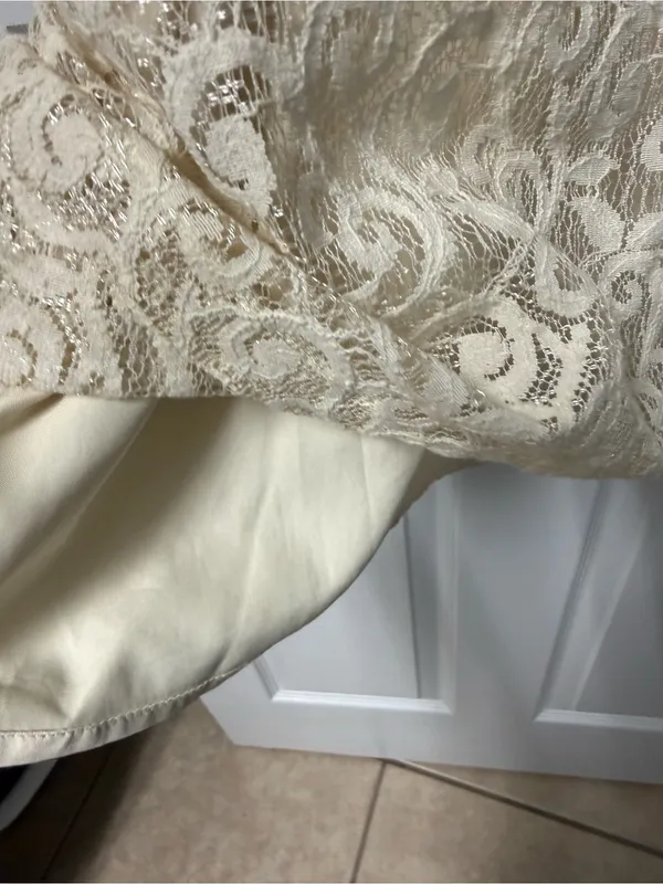 Kensie Cream Lace Panel Mini Dress with Brown Contrast - Image 7