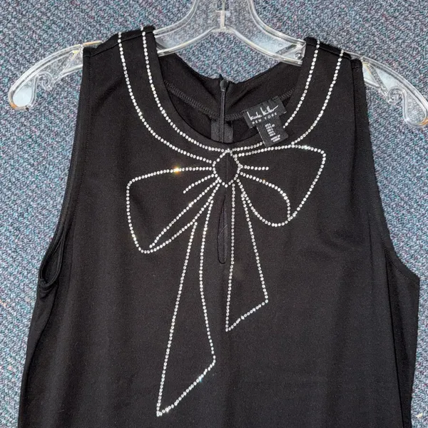 Nicole Miller Black Embellish Bow Sleeveless Dress - Image 3