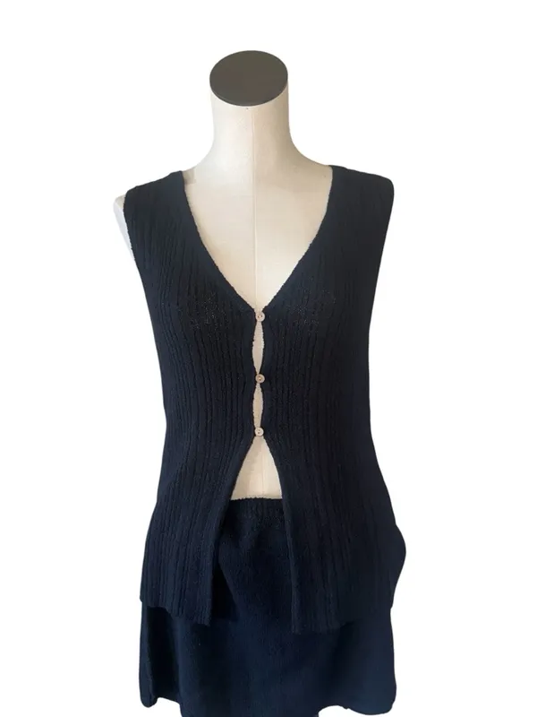 NWOT FREE PEOPLE Rhea Sweater 2 PCS Set -black Top Skirt Small - Image 7