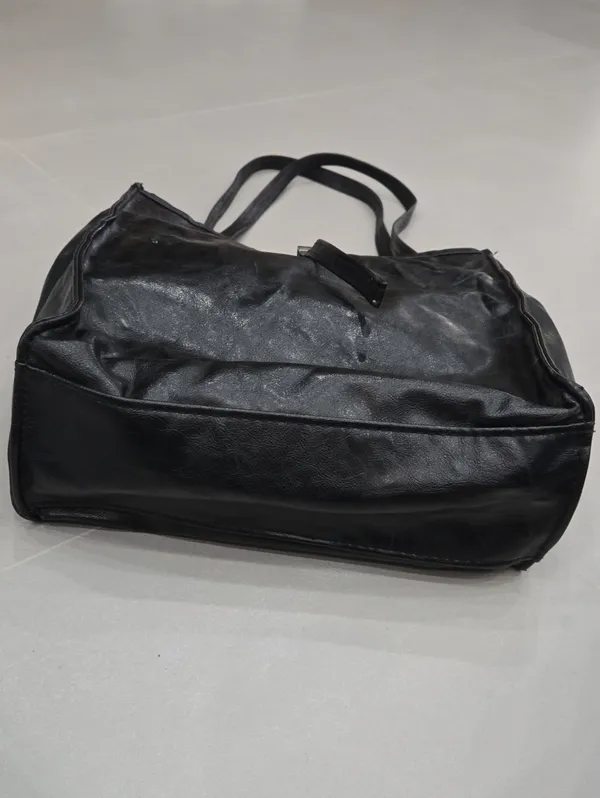 Zara Classic Black Faux-leather Tote Bag With Dual Shoulder Straps Big Capacity - Image 2