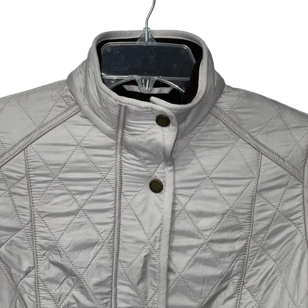 Barbour Cavalry Polarquilt Jacket Womens 6 Beige Quilted Full Zip Riding Coat‎ - Image 2