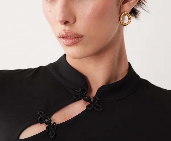 ASOS Design cap sleeve mini dress mandarin collar - Image 2