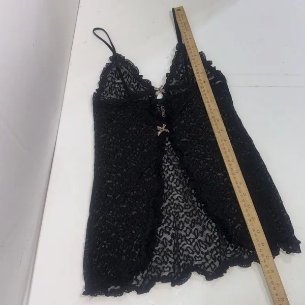 Vintage Victoria's Secret Y2K Fairy The Lacie Lace Babydoll Bow Sheet Black Cami - Image 13