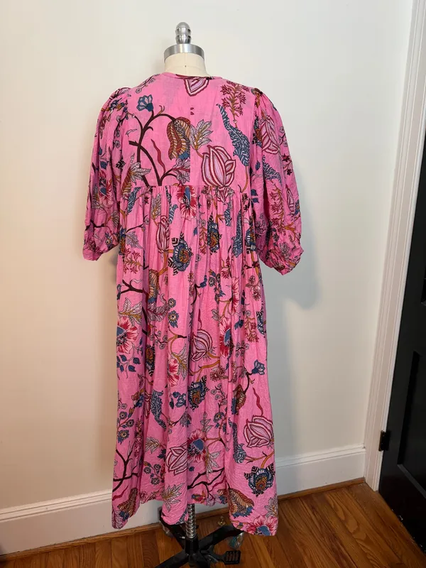 Hot Pink Floral Midi Dress - Image 2