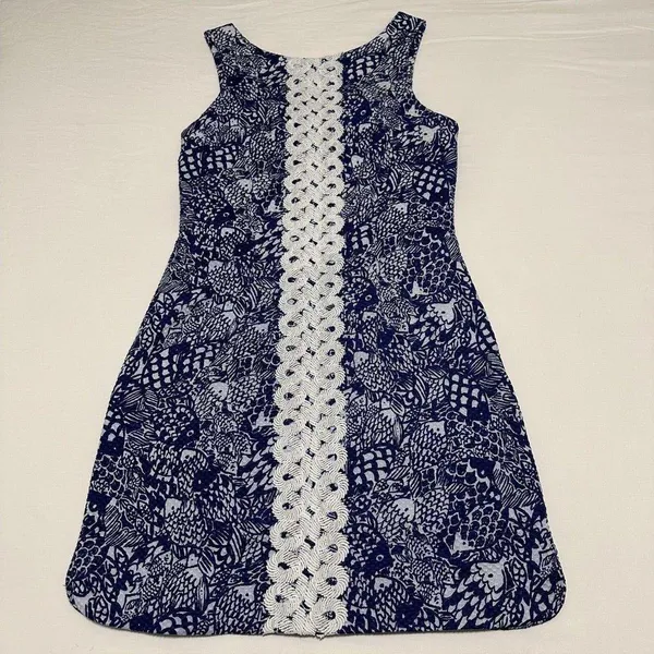 Lilly Pulitzer For Target Blue Fish Patterned Sheath Dress Sz 6 - Image 2