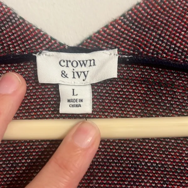 Crown & Ivy Plaid Open Cardigan NWT Size Lg - Image 6