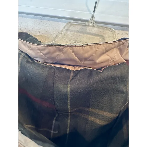 Barbour Millfire Quilt Jacket Tan Beige Hooded Tartan Lining LQU0665‎ Womens 8 - Image 6