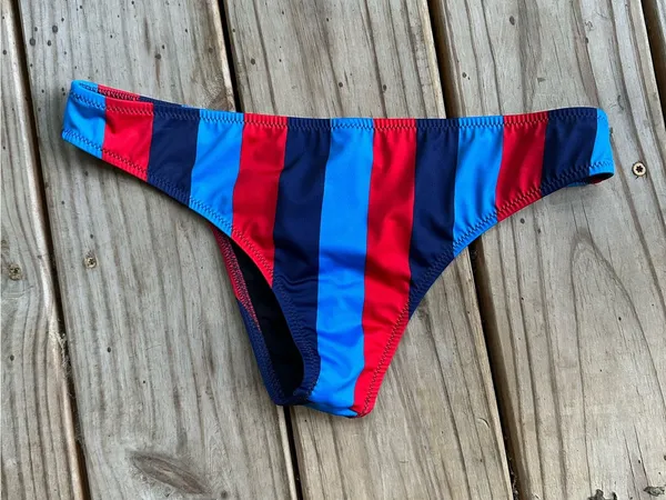 Solid and Striped striped bikini bottoms red blue - Image 5