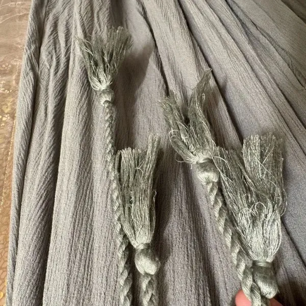 Baltic Born Jennifer Deep V Light Sage Green Tassels Maxi Dress XS - Image 4