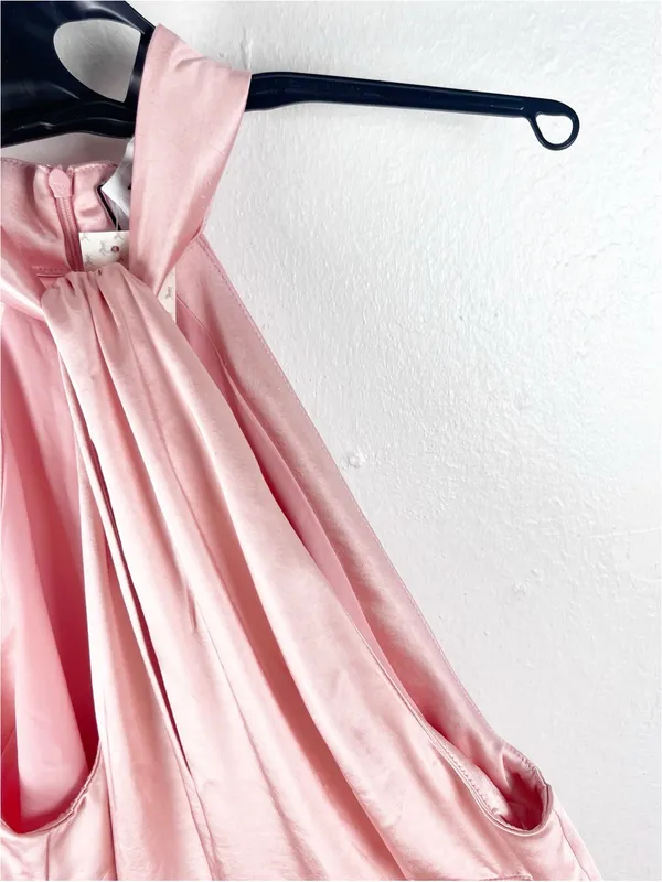 ELLIATT Rachel Peach Feather Trim Halter Top Mini Dress Size Medium Shabby Chic - Image 12