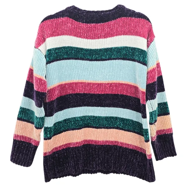 Electric Cozy Whimsy Westbound Multi Color Block‎ Stripe Pullover Sweater Medium - Image 2