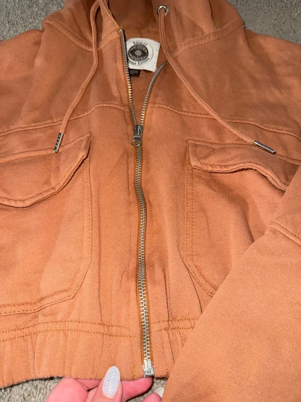 Ashley Vintage Charm Rust Cropped Zip Up Hoodie - Image 5