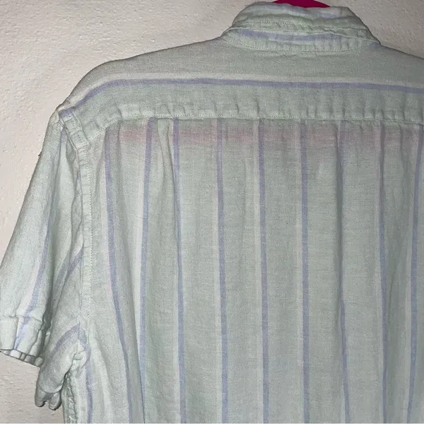 J Crew M 100% Linen Top Short Sleeve Button Front Collar Lagenlook - Image 7