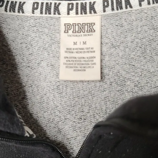PINK - Victoria's Secret quarter zip black sweatshirt sz M - Image 6