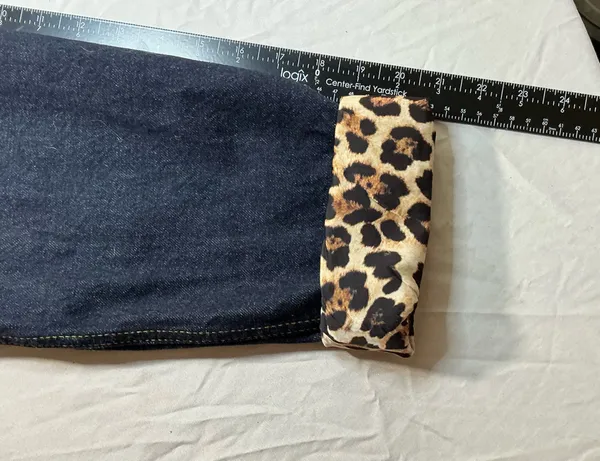 Maeve Anthropologie Dark Denim Gold Button Leopard Print Lined Jacket Size L - Image 6