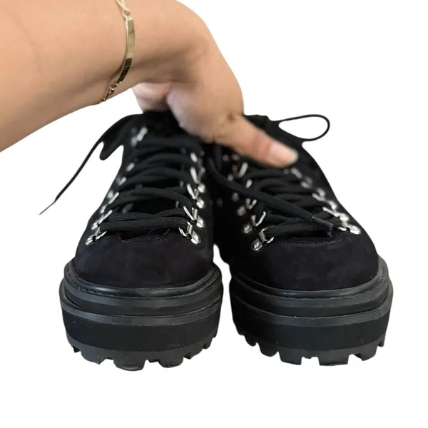 SCHUTZ Lucille Lace Up Sherpa Leather Suede Clogs Mules Sneakers - Image 7