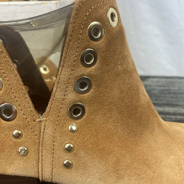 Sam Edelman Tan Rivet Trim Suede Ankle Bootie Shoes 6.5 NEW - Image 5