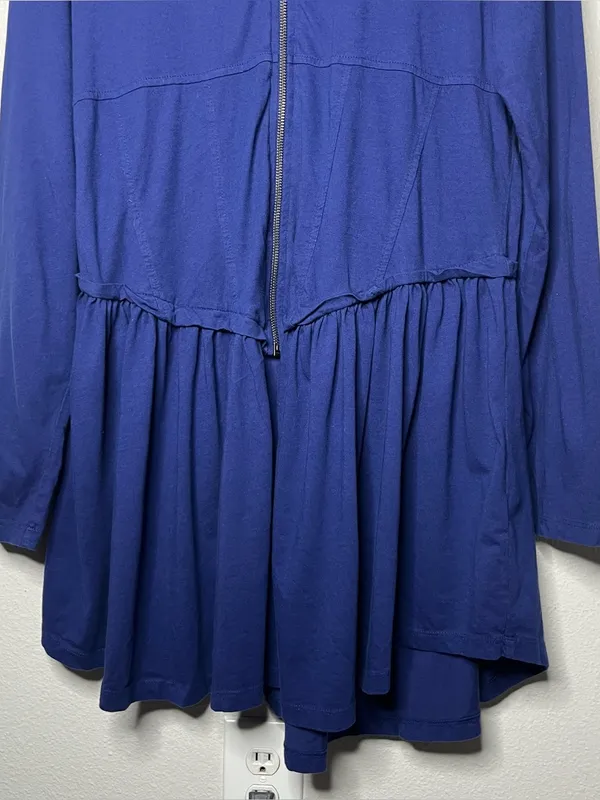 Daily Practice Taylor Corset Long Sleeve Zip Up Mini Dress in Navy Blue - Image 7