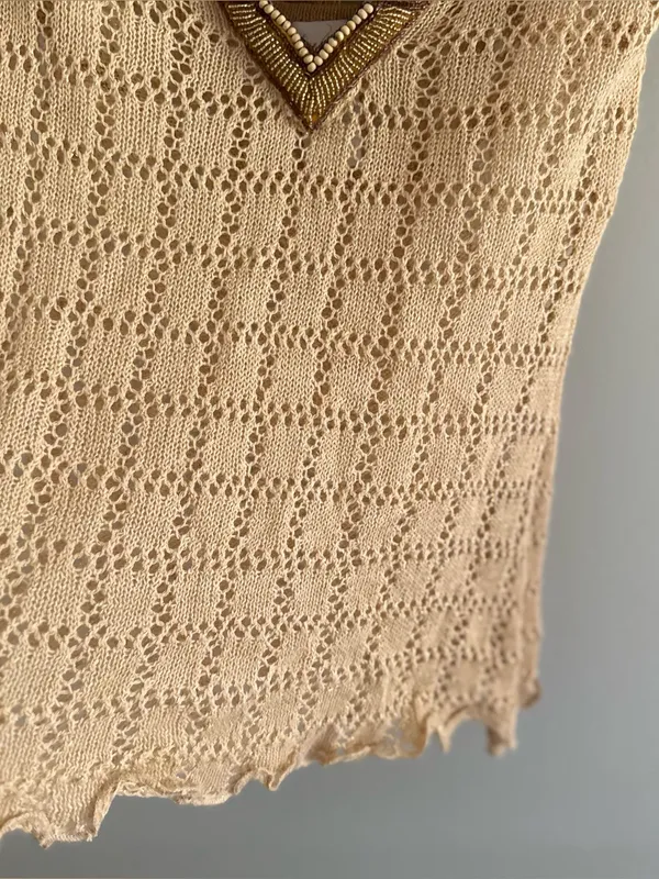 Y2K Baby Phat Vintage Crochet Knit Beaded Halter Top Women’s Large - Image 3