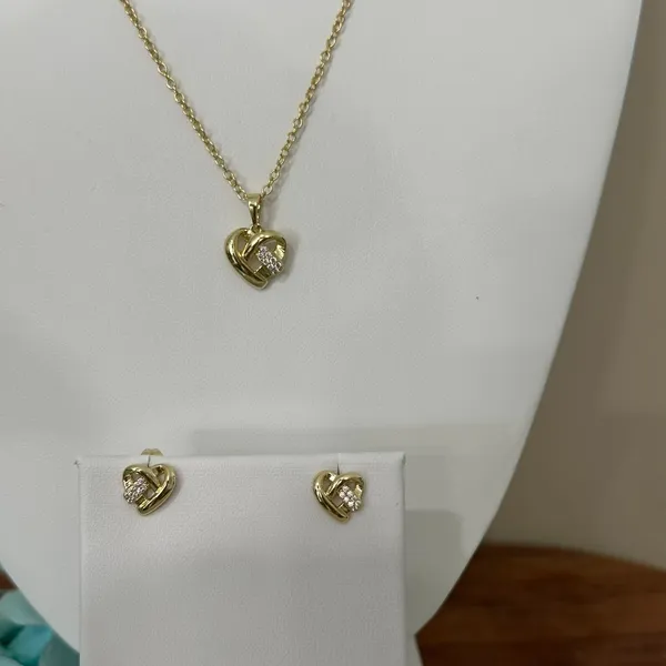 14K Gold Plated XP Women Set Necklace Chain Earring Heart Oro Laminado Everyday - Image 2