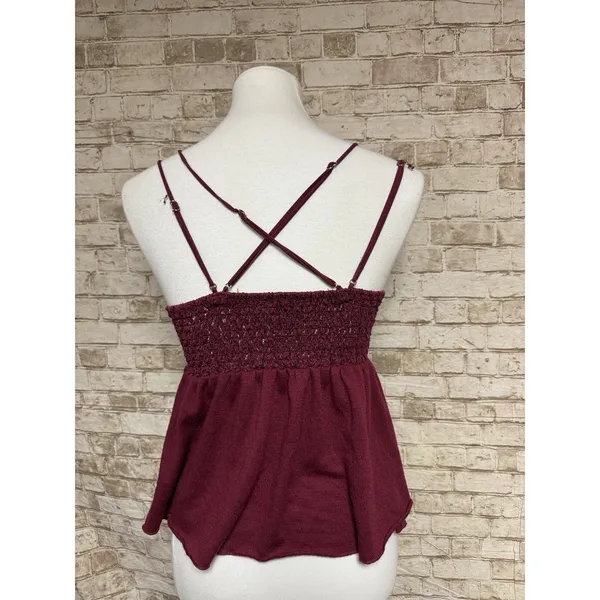 Vtg Rue 21‎ Babydoll Cami Tank Top Large Lace Y2K Boho Fairy Grunge Red - Image 4