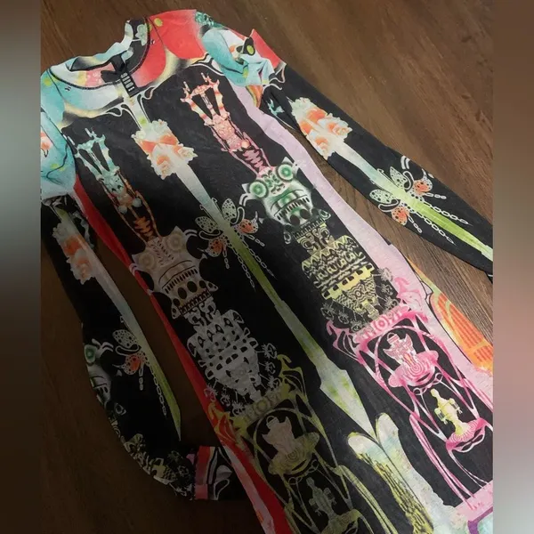 SKIMS Mesh spring Dress Orchid Cabinet M graphic maxi nwot boho rare party $180 - Image 5