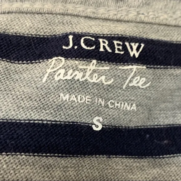 J. Crew Navy Blue & Gray Stripe Painter Tee Long Sleeve T-Shirt Top Size Small - Image 7