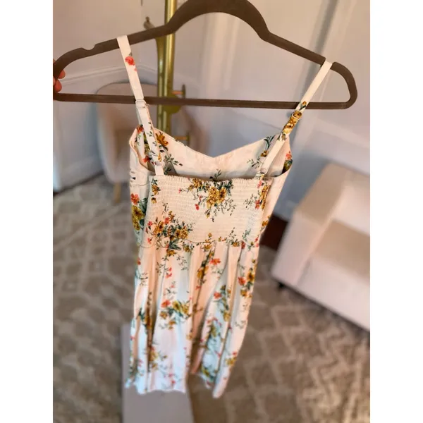 Old Navy Linen Mini Dress Floral Cottagecore Spring Summer Spaghetti Strap Party - Image 3