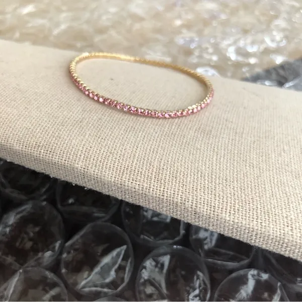 Vintage Pink Rhinestone Stretchy Bracelet - Image 3