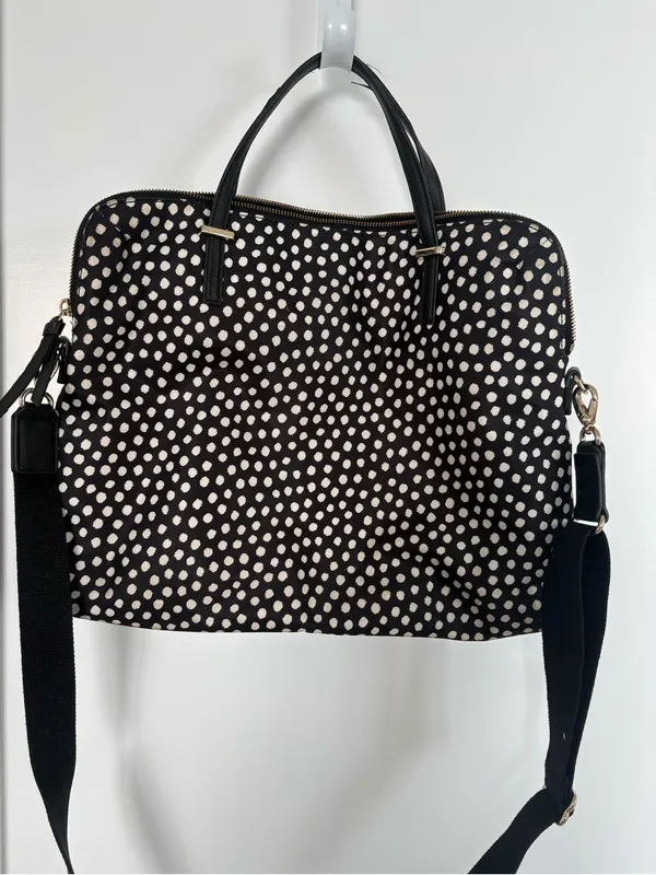 Kate Spade Spot Nylon Calista Laptop Bag, style WKRU1612, black/cream polka dot - Image 4
