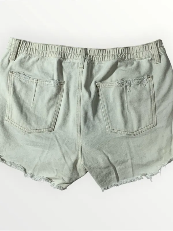 Aerie White Denim Cutoff Distressed Boyfriend Short Sz Large #268 - Image 4